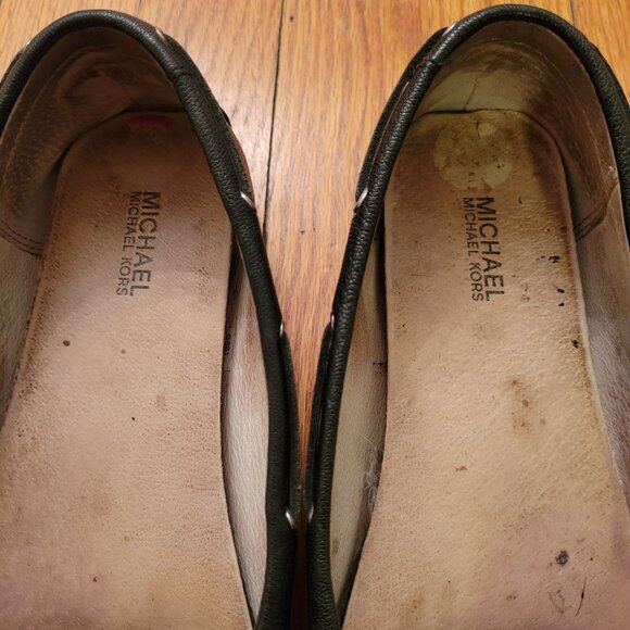 Michael Kors Black Leather Loafers Driving 8.5M Boat Shoes Moc Toe AMBER - Picture 9 of 9